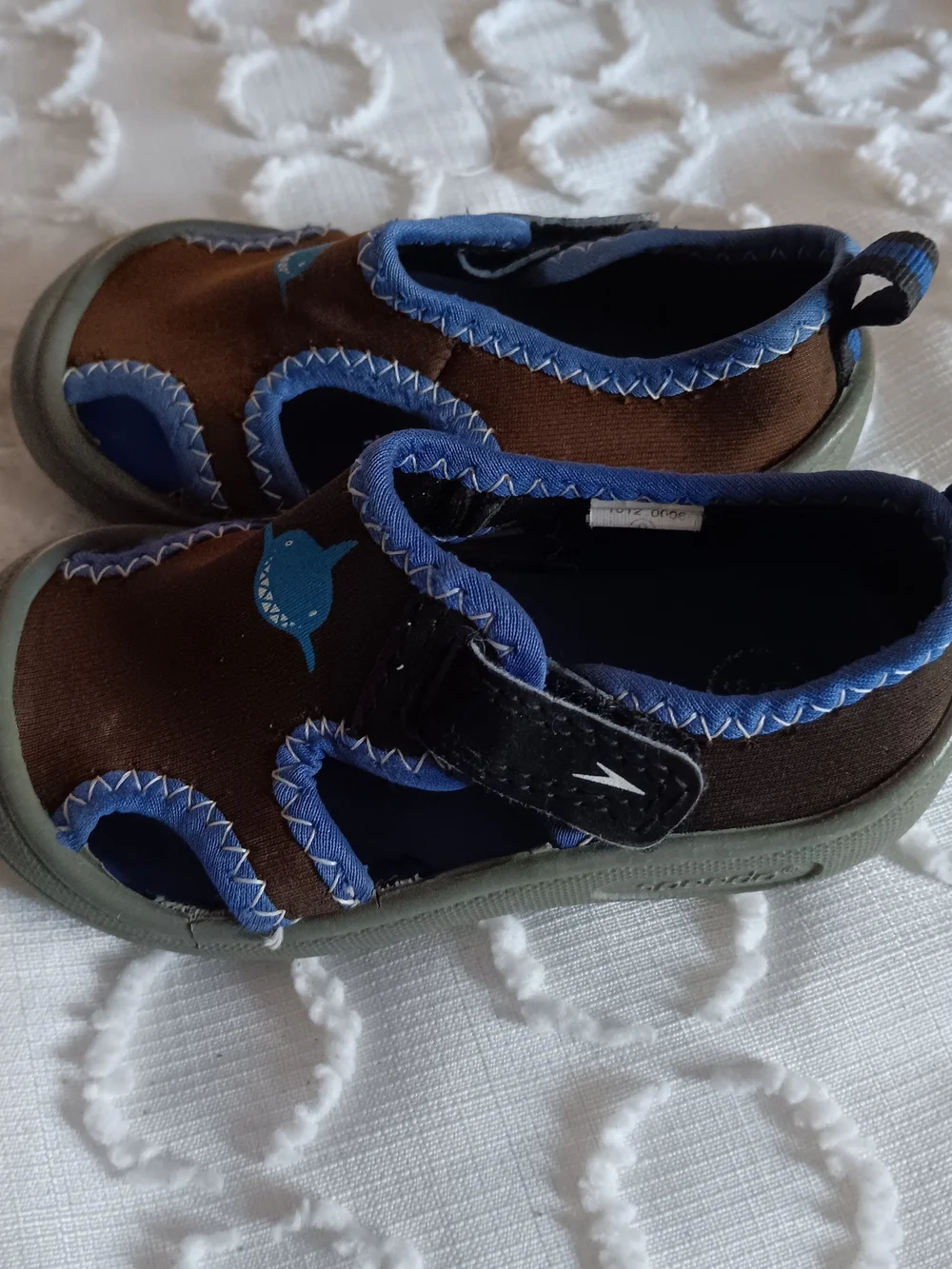 Kids Brown and Blue Shark Slip-On Sandals